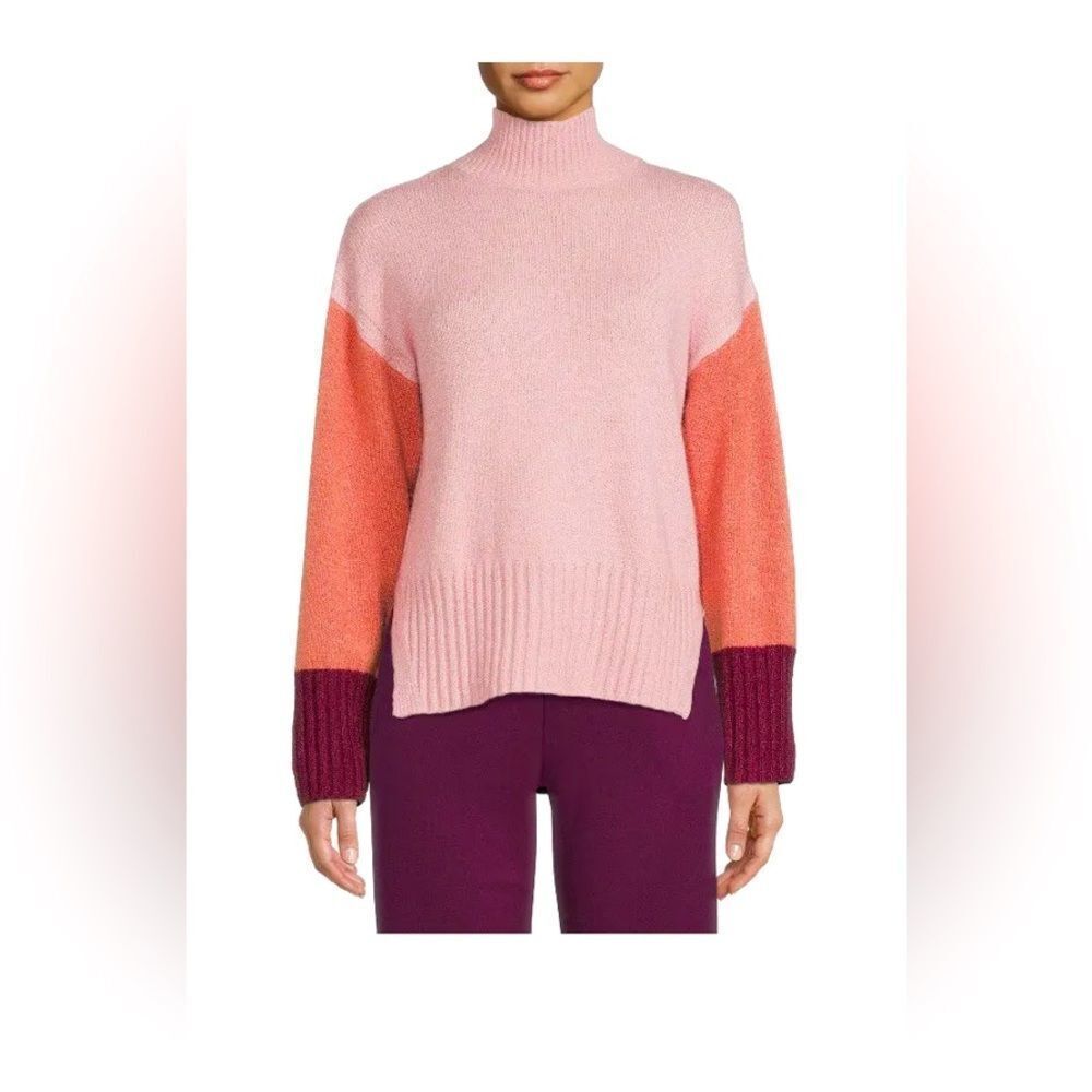 Time and Tru Women's Color Blocked Pink Mock Neck Sweater Size XXL (20) 8 380 - Picture 6 of 9